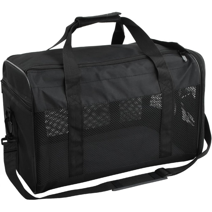 Транспортна сумка для кота та собаки, складана переноска для тварин, переноска для собак та котів, чорна (44 x 27 x 28 см)