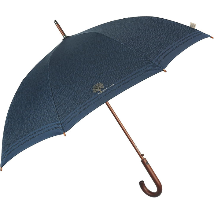Perletti Green Eco-Friendly Women's Umbrella - Large Automatic Rain Umbrella with Recycled Materials & White Flower Design (Blue, 102cm Diameter)
