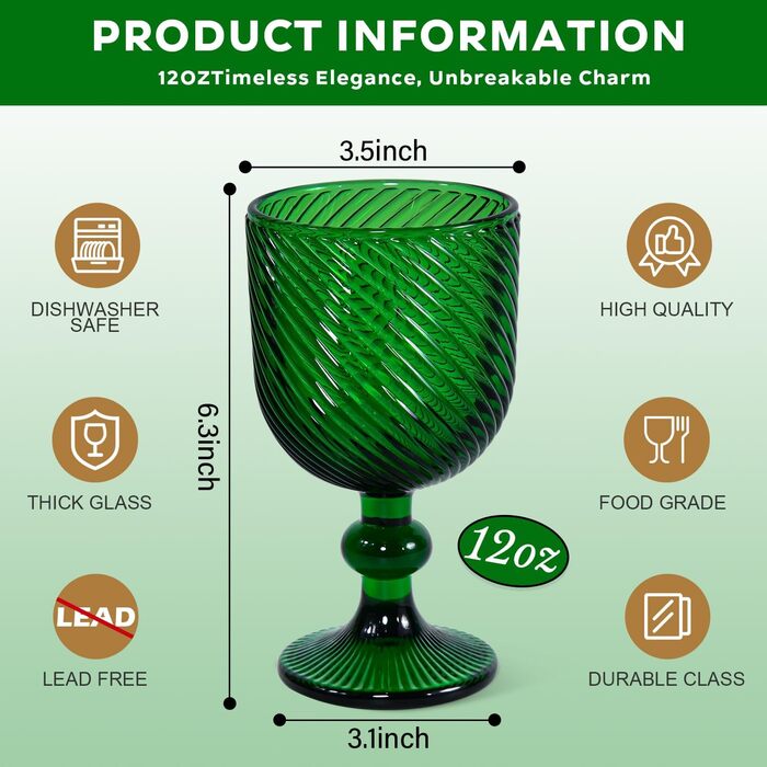 Набір вінтажних келихів для вина, 350 мл, 6 шт., кришталеве скло з тисненням, придатні для миття в посудомийній машині, рожеві