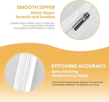 2 шт. Пранці для одягу GQC, великі, прозорі, з PEVA, 150 x 50 x 150 см - захист від пилу, для одягу, костюмів, пальто, сорочок, курток