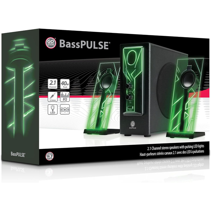 GOgroove 2.1 Аудіосистема для ПК з LED-підсвіткою: Комп'ютерні колонки, сабвуфер, ігрова стереосистема