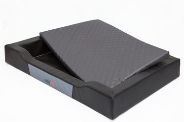 Ліжко для собак Delux XXL 120x80 см, чорне, екошкіра та міцна кордура