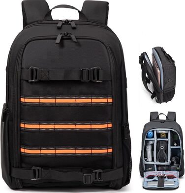 Рюкзак для камери Horfccid 23L, сумісний з DSLR, ноутбуком 15.6'' та штативом (Чорний)