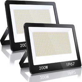 YIQIBRO LED Floodlights Outdoor, IP67 Waterproof Floodlight, 10000LM 6500K Cool White Super Bright LED Spotlight Outdoor Floodlight for Warehouse, Garden, Garage, Yard, Parking Lot (200W*2)