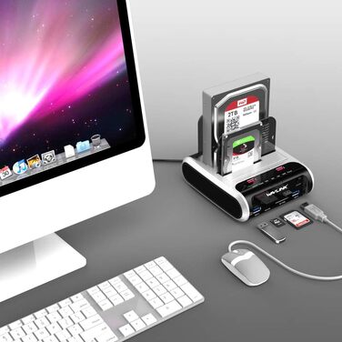Док-станція для жорстких дисків WAVLINK ST336A: USB, SATA, TF/SD, зарядка, Offline Clone