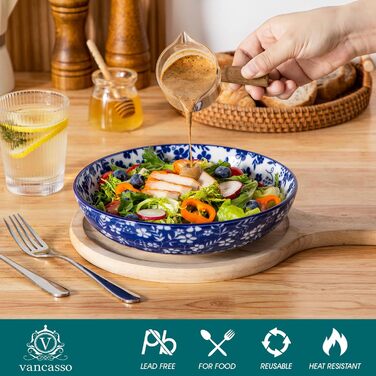 Набір кавових чашок з блюдцями Vancasso Cappuccino SELENE 6шт, 240мл, блакитно-білий вінтаж, високоякісний фарфор, для миття в посудомийній машині та використання в мікрохвильовці