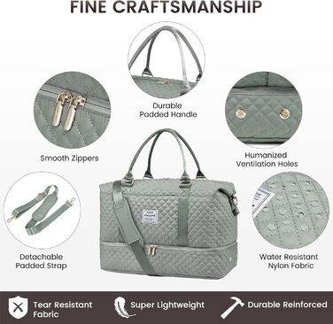 Спортивна дорожня сумка LOVEVOOK для жінок, велика, на вихідні, Travel Duffle Bag з культуробегу та відділенням для взуття, водонепроникна, для подорожей, спортзалу, кемпінгу, пологів (M-2шт, сірий, зелений)