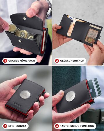 SF SCOFIELD Duality Airtag Wallet with Coin Pocket | Wallet for 8-10 Cards | Men's Wallet with RFID Protection | Slim Wallet | Smart Wallet | Card Holder with Air Tag Compartment | Wallet