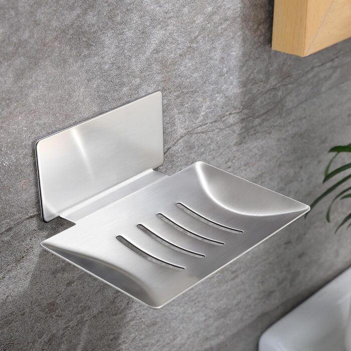 Поличка для душу YIGII без свердління, 3 шт. з нержавіючої сталі, органайзер для ванної кімнати, велика місткість, самоклеюча, з мильницею та 4 гачками, тримач для шампуню, сріблястий – 2 шт.