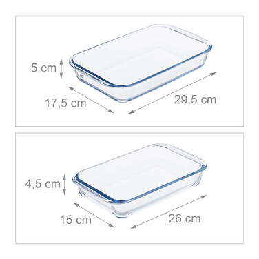 Relaxdays Set of 2 Casserole Dishes made of Glass