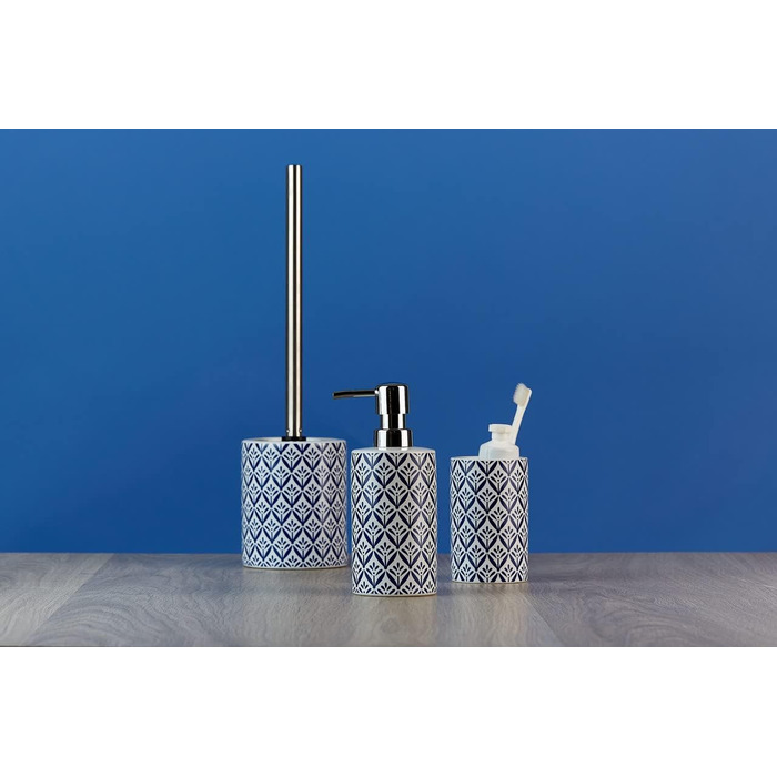 Дозатор для мила WENKO Lorca з кераміки, 0.36 л, блакитний, 18 x 7 x 8.5 см