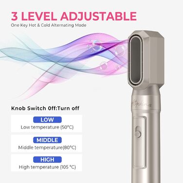 Набір для укладки волосся Atopskins 6 в 1: фен, плойка, щітка | 1000W, золотий