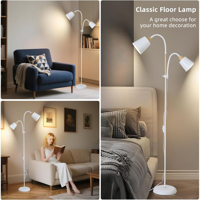 Світлодійна торшер ANTENLICHT YOYO з лампою для читання | E27, 60W | 360° регулювання | Вінтажний металевий торшер для вітальні | 159 см, зелений, без лампочки