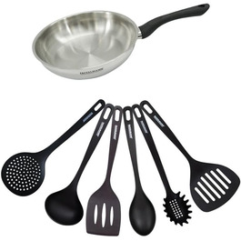 Набір сковорідок Fackelmann 9441450, 3 шт. (20, 24, 28 см) з нержавіючої сталі 18/8, для всіх типів плит, включаючи індукцію, без PFAS