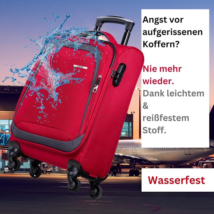 Чемодан NOWI Korfu Weichschaen Troey – середній м'який, з 4 колесами та відділенням для аксесуарів | Компактний дорожній чемодан для жінок та чоловіків (M, Червоний)