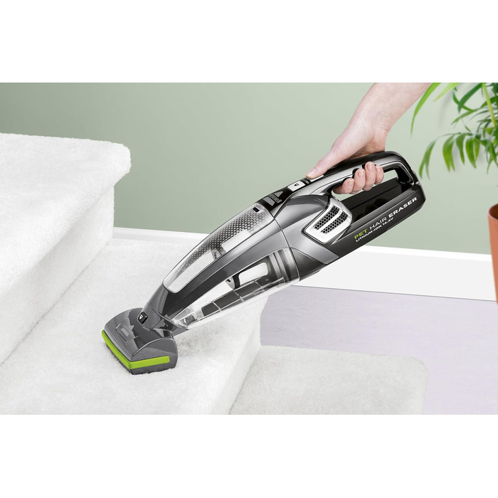 Bissell Pet Hair Eraser 2278N: Акумуляторний ручний пилосос для шерсті тварин, чорно-титановий. Для килимів, меблів, авто. 14.4V, 68dB