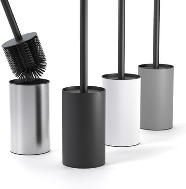 Набір для чищення унітазу Savega з нержавіючої сталі та силіконовою щіткою - гігієнічний набір для туалету з захистом від розбризкування, чорний