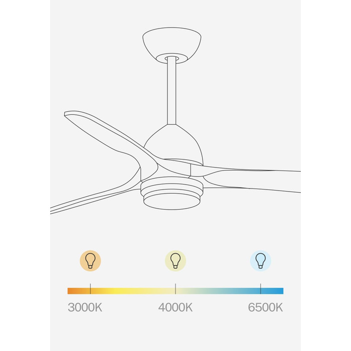 Стельовий вентилятор CREATE WINDCUP з пультом, світлом та дерев'яними лопатями, 132 см, 40W, DC-мотор, 6 швидкостей, літній/зимовий режим, чорний