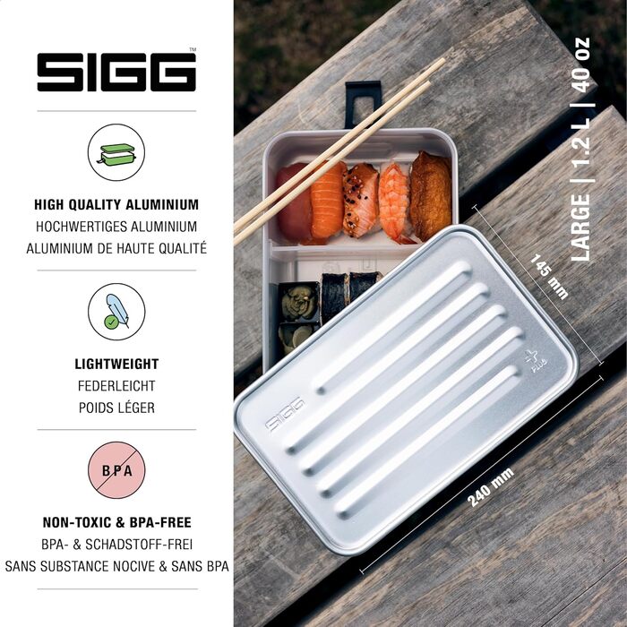 SIGG - Alu Lunchbox Plus - Lunchbox with Compartment - Award-Winning - Dishwasher Safe & Microwave Safe - Absolutely Leakproof - Featherlight - BPA-Free