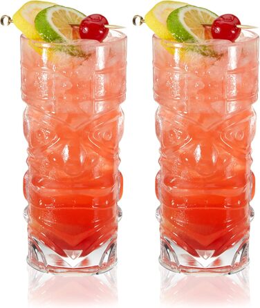 Viski Pacific Crystal Cocktail Glasses Set - 2 Premium Tiki Glasses, 400ml