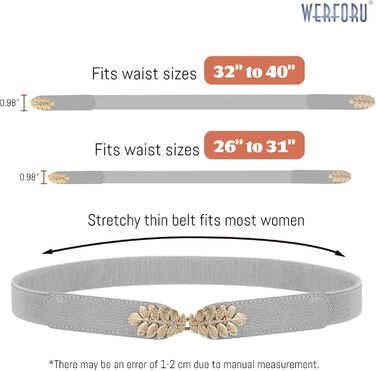 Жіночий еластичний пояс WERFORU Vintage Широкий пояс для сукні, модний, тягнеться, cinch, кольори: чорний, білий, коричневий, бежевий, розмір 82-99 см