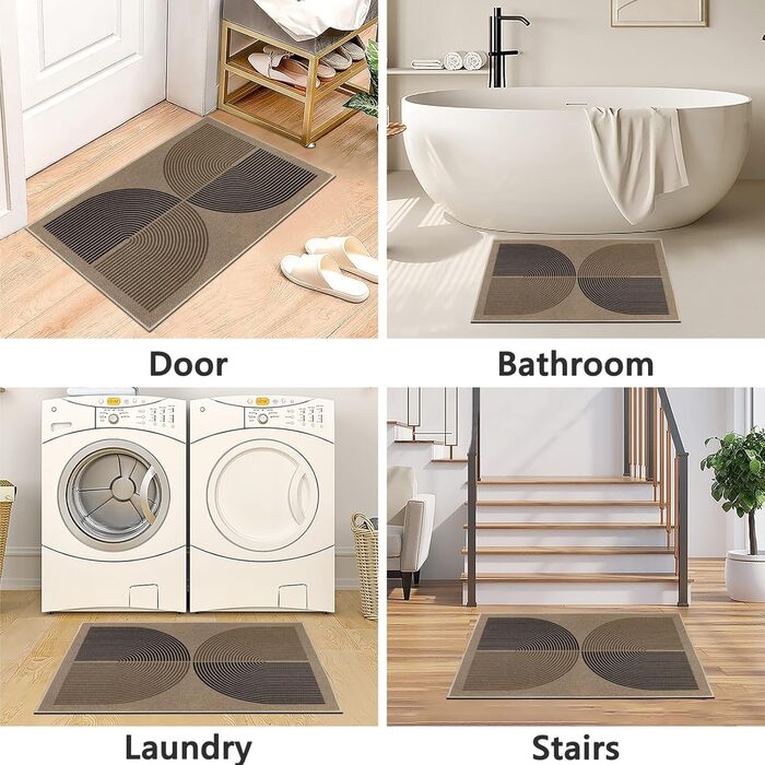 Килимок для дому та вулиці 50x80 см, джутовий, з антиковзаючим покриттям, для входу, балкону (Чорно-коричневий)