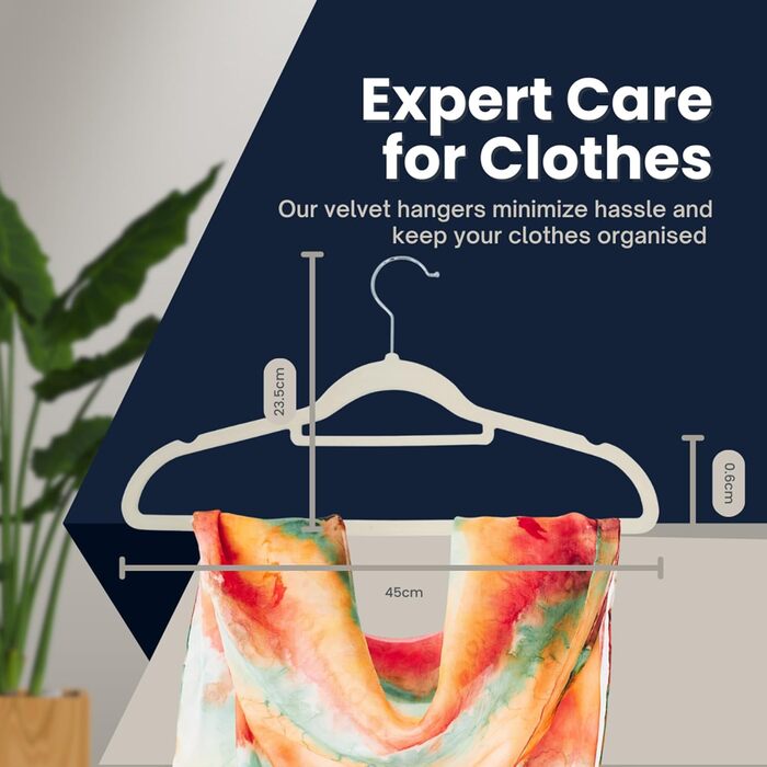 Набір велюрових вішалок для одягу, 50 шт. з органайзером для краваток, обертові гачки, кремовий колір