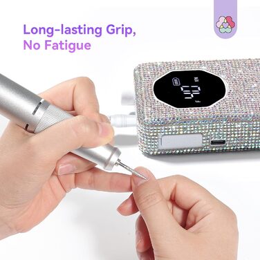 SAVILAND Професійний фрезер для нігтів 40000 об/хв: електрична машинка для манікюру з алмазним покриттям, акумулятор 4000 mAh, для товстих акрилових нігтів