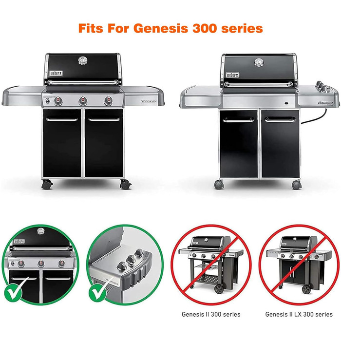 Решітка для гриля Weber Genesis 300 серії Onlyfire, емальований сталь, заміна 7524/7528, 49,5x32 см