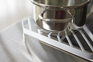 YAMAZAKI 2748 Tower Storage for the Kitchen Area, Minimalist Design, Steel, White, 22 x 22 x 5 cm (LxBxH)