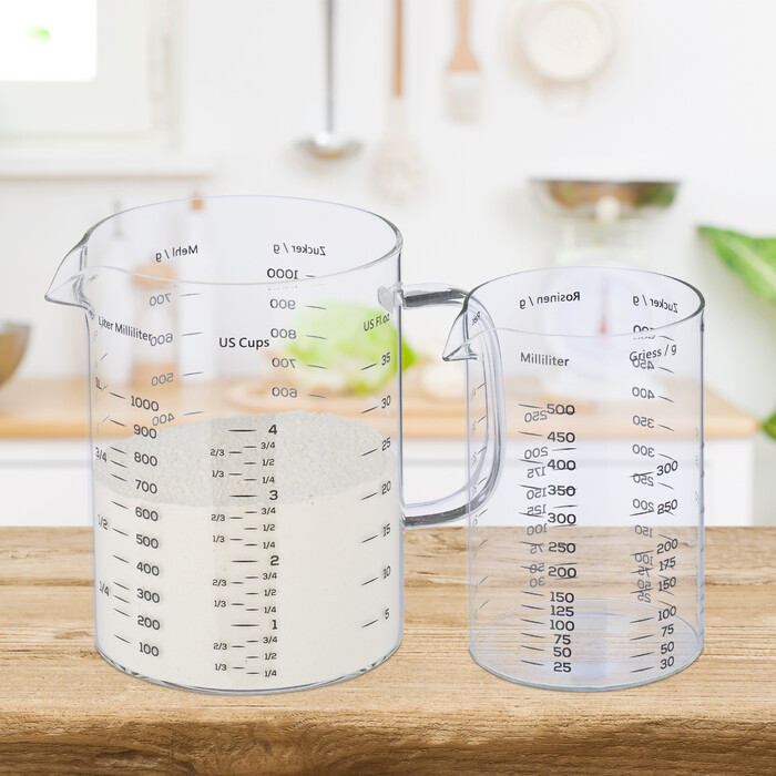 Relaxdays 2-Piece Glass Measuring Cup Set