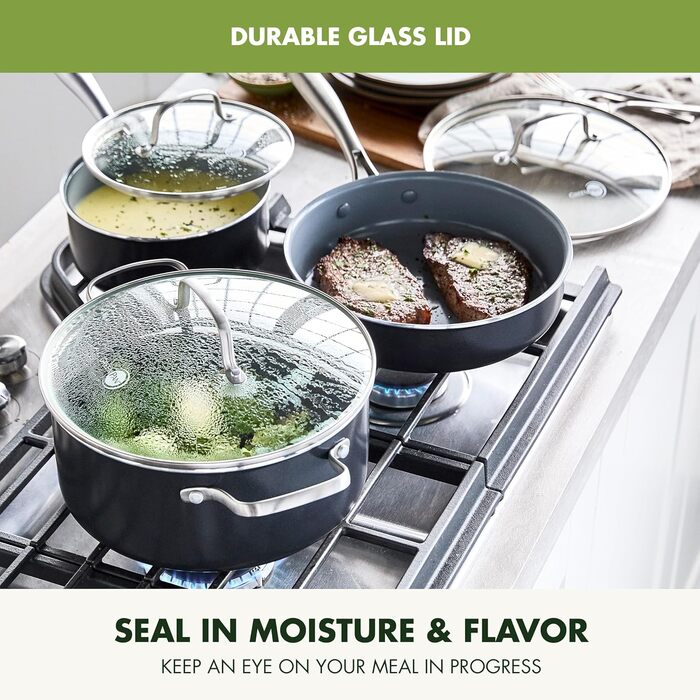 Набір посуду GreenPan Swift 17 предметів: антипригарне покриття, нетоксичний, з нержавіючої сталі, для приготування різноманітних страв