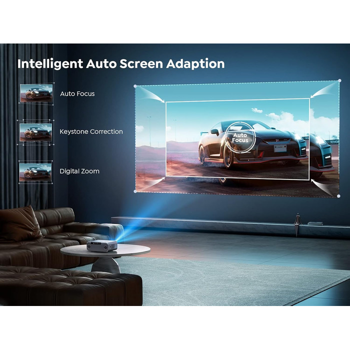 YABER Проектор для дому, 1080P Full HD, підтримка 4K, автофокус та корекція Keystone, WiFi 6 Bluetooth, портативний, для вулиці, діагональ екрану 300 дюймів, сумісний зі смартфоном/Fire TV Stick/PS5 (висока яскравість)