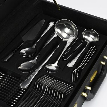 Cutlery Set, Dinnerware for 12 People, 72-Piece Stainless Steel, Cutlery Set including Case with Flatware and Cake Server, Dishwasher Safe, Silverware (EVELINE)