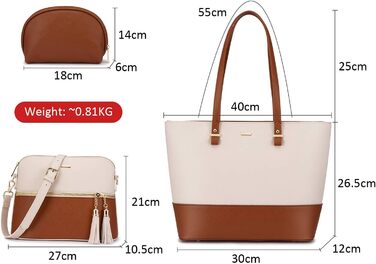 Сумка жіноча LOVEVOOK шопер шкіряний 3 в 1 бежево-коричнева, велика містка сумка на плече