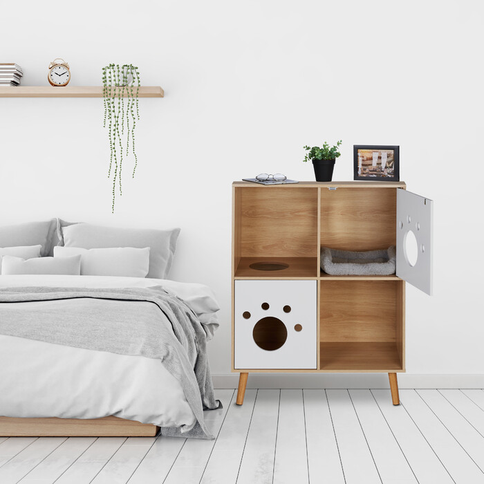 Relaxdays Cat Cabinet with 4 Compartments