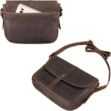 Стильна жіноча сумка-месенджер STILORD Kira з натуральної шкіри вінтаж, колір коньяк (Zamora - коричневий) для вечірок та міста