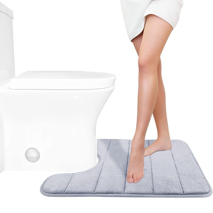 Килимок для ванної кімнати Yimobra з ефектом пам'яті (Memory Foam), м'який та гігроскопічний, протиковзкий, сріблястий, 51 x 61 см