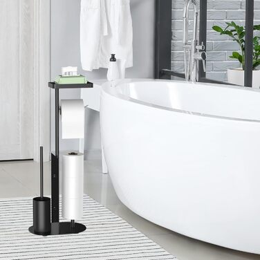 Підставка для туалетного паперу настільна з боксом для серветок, нержавіюча сталь, чорний матовий