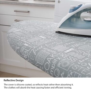 Чохол та килимок для прасувальної дошки, стрейчевий, бавовна, сірий