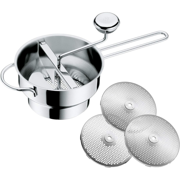 Прес для овочів і фруктів WMF Gourmet, 3 насадки, 19x11,5 см, нержавіюча сталь Cromargan, розбірний