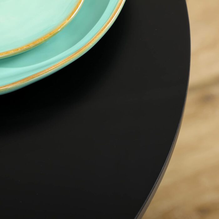 HOMCOM Dining Table, Round Kitchen Table, Modern Dining Table for 2 People, Bar Table Pedestal Table with Steel Leg, Non-Slip Foot Pad, Coffee Table for Living Room, Ø70 x 75 cm, Black 70L x 70W x 75H cm Black