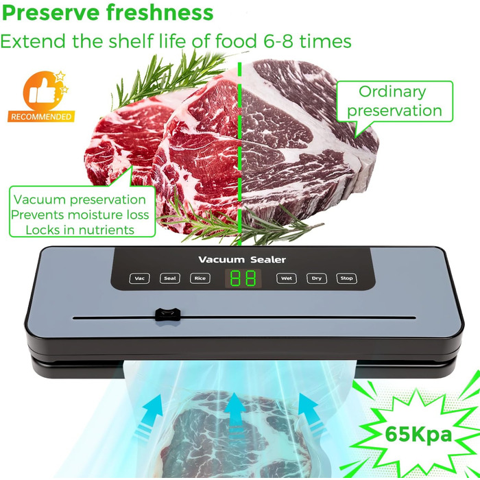 Вакуумний пакувальник Großcat з 50 пакетами, апарат для пакування продуктів харчування з різаком та цифровим таймером для кухні та ресторану