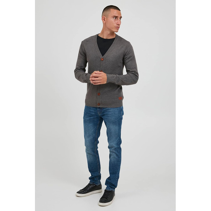 Кардиган чоловічий Bend BHennard Herren з в'язаного полотна з V-подібним вирізом, на ґудзиках, з бавовняної суміші, Regular fit, колір Pewter Mix (70817)