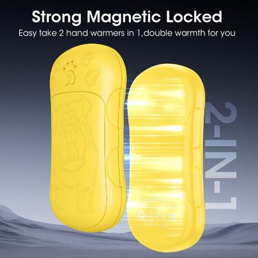Електричні грілки для рук, 2 шт. 6000mAh, акумуляторні, багаторазові, для активного відпочинку, полювання, гольфу, кемпінгу, теплий подарунок для жінок, чоловіків, дітей (Жовтий)