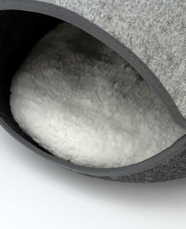 Lionto Cat Cave made of durable felt, cozy cuddle cave with zipper, 46x38x24 cm, comfortable and modern cat bed with soft and washable cushion, grey