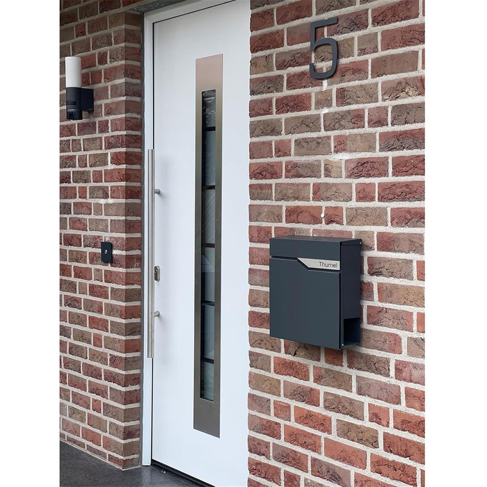 Поштова скринька Metzler Anthrazit з газетницею та іменним шильдиком RAL 7016, вулична, антикорозійна, для настінного монтажу, сучасний дизайн 37x37x10.5 см