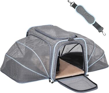 Транспортна переноска для кота/собаки Petsfit - складана переноска для авто, сіра, M