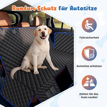 Водонепроникний килимок для собак у машину з боковинами та сіткою, захист для заднього сидіння, ремені безпеки та захист багажника, чорний/сірий