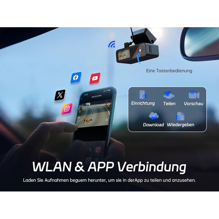 Відеореєстратор Pelsee P1 Duo 4K з двома камерами (передня та задня), Wi-Fi 5G, 64GB, IPS дисплей 1.5